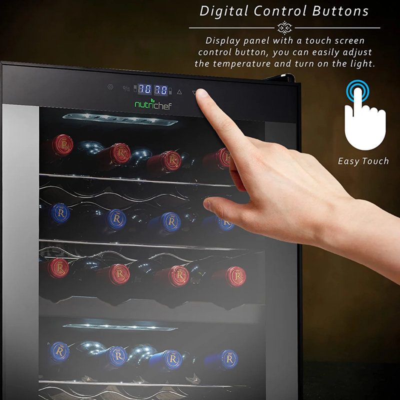 NutriChef 16.93'' 28 Bottle Dual Zone Freestanding Wine Refrigerator